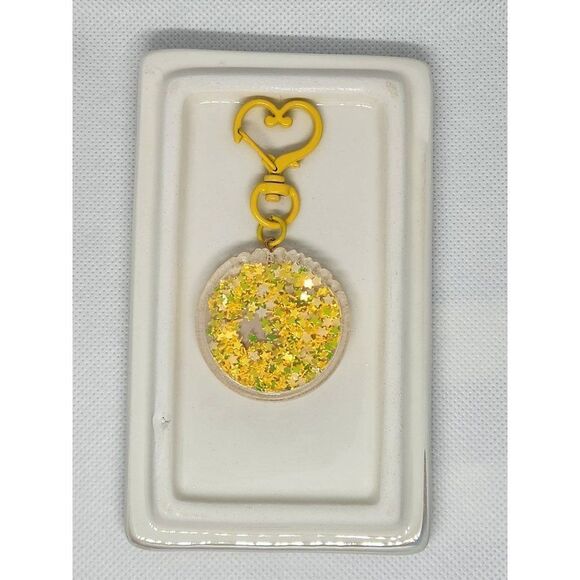 New! Pompompurin Quicksand Glitter Bag Clip Key Ring Bag Charm w/Painted Clip - Picture 2 of 2